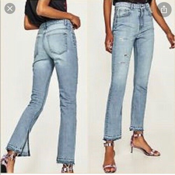 Zara Denim - Zara High Rise Slits Raw Hem Distressed Jeans NEW